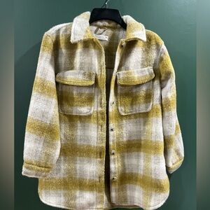 Zara Yellow and Cream Textured Jacket